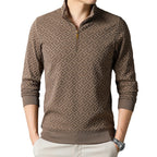 Long Sleeve T-shirt Zipper And Lapel Casual Stand Collar Bottoming Shirt Men's Clothing