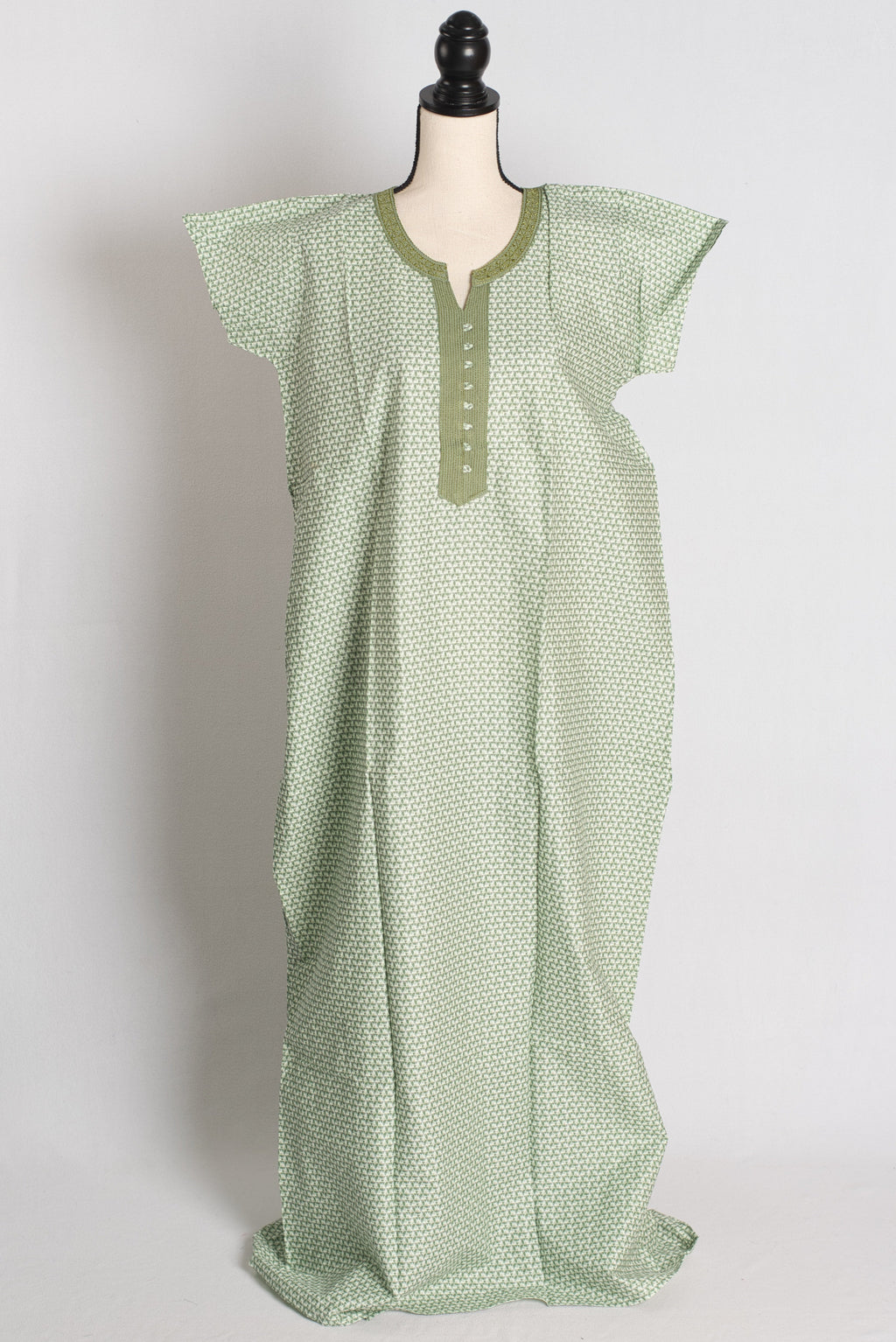 Printed Green Pure Cotton Indian Women Nighty in Regular Size