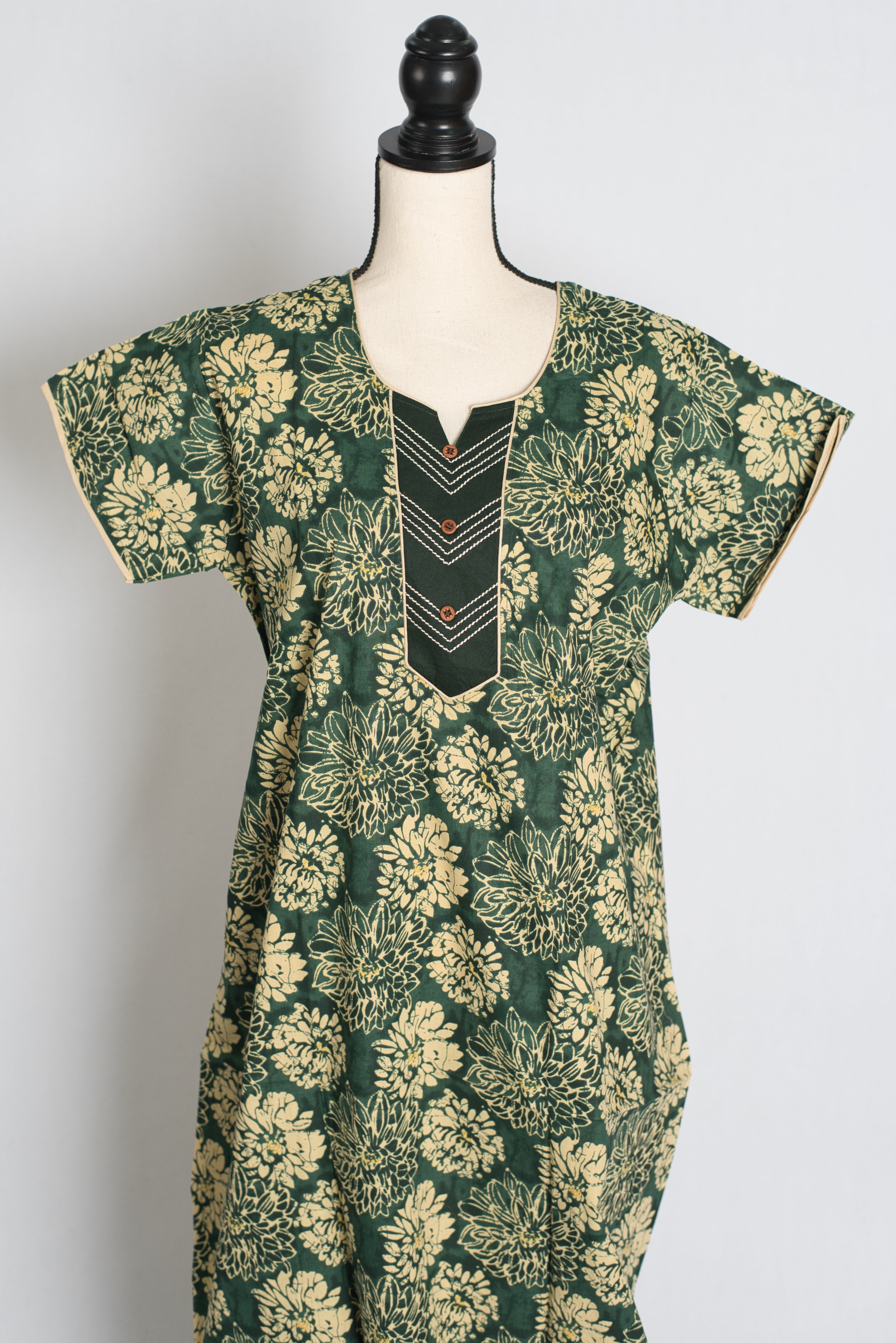 Printed Green Pure Cotton Nightwear in Regular Size — Style B (Sep)