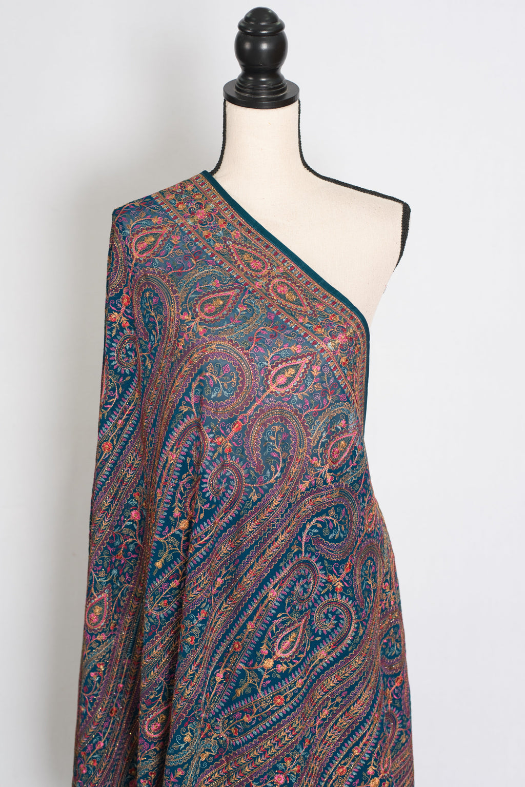 Mira | Cobalt Blue Georgette Saree | All-Over Multicolor Kashmiri Embroidery