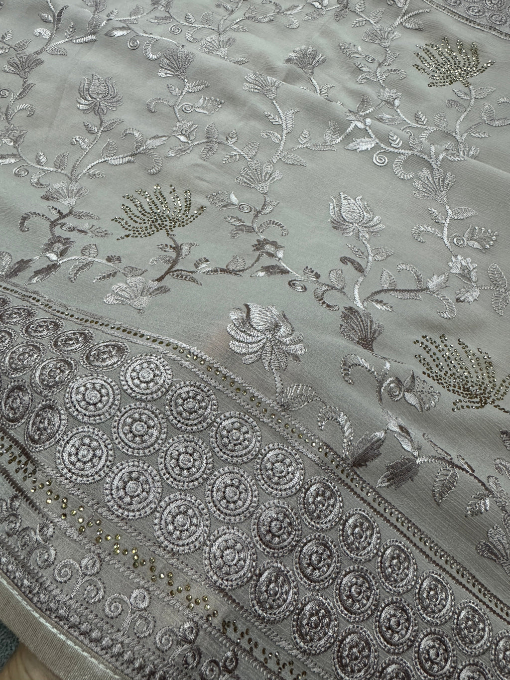 Ruma | Pastel Brown Georgette Partywear Saree | Trending Bollywood Design