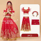 Children's Indian Princess Belly Dance Set Eastern Indian Dance Sari Girl Performance Clothing Children's Stage Costumes