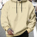 Manfinity Homme Men Letter Graphic Kangaroo Pocket Drawstring Hoodie