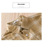 Cotton Plaid Long-sleeved Shirt Retro Cotton Brushed Casual Overshirt