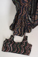 Emi | Black Sequin Cocktail Saree | Partywear with Pre-Stitched Size 38 Blouse