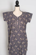 Purple Kalamkari Print Pure Cotton Long Indian Nightgown