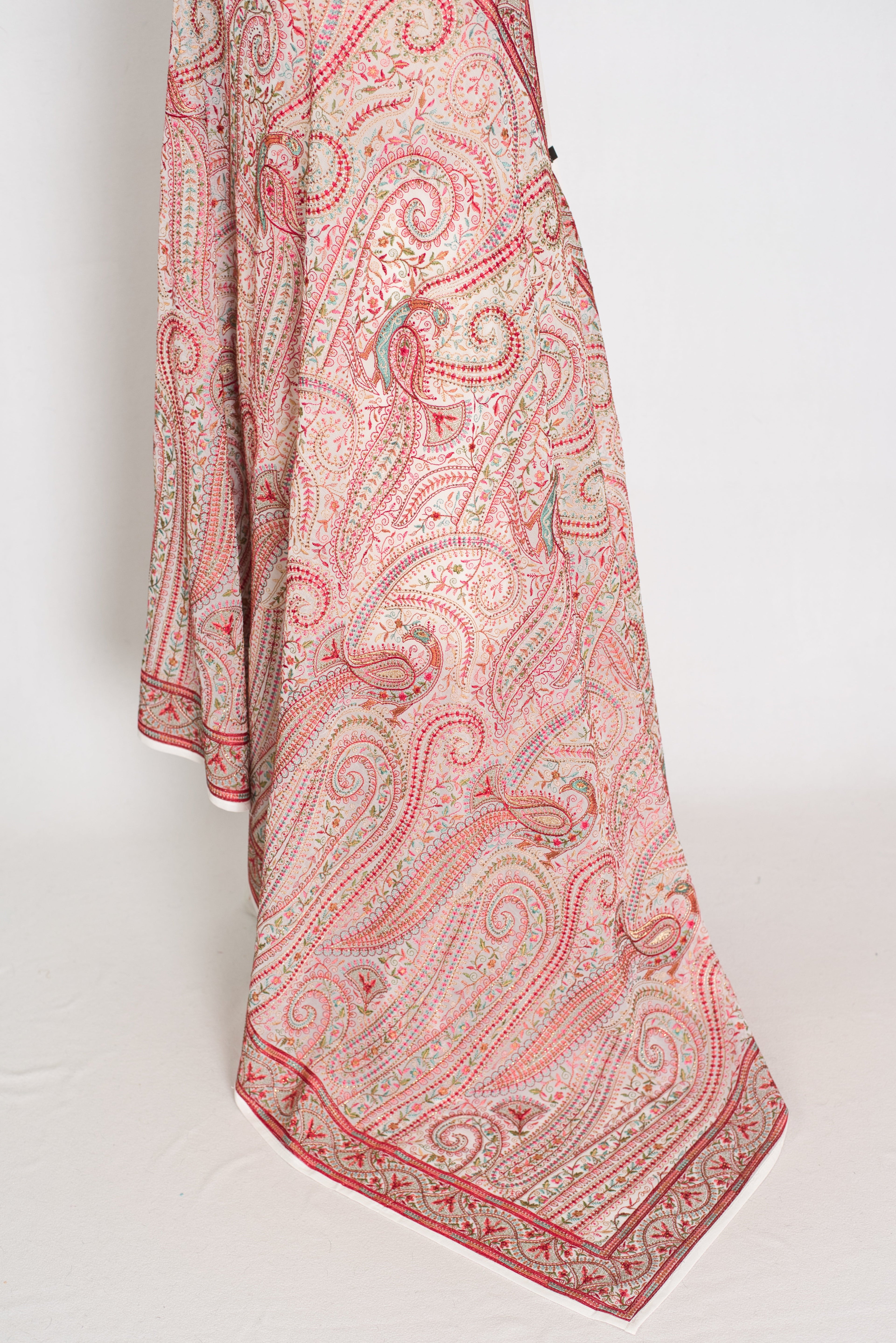 Koli | White and Red Georgette Saree | Lightweight Festive Partywear