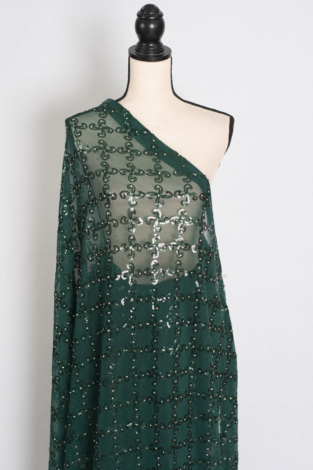 Heena | Dark Green Soft Net Sequin Saree | Bollywood Partywear
