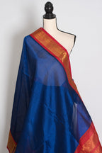Mala : Royal Blue and Red Cotton Silk Kanjivaram Saree with 38 Size Blouse