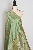 Vibha | Pastel Sea Green Handwoven Minakari Swarnachari Saree | 40 Size Blouse