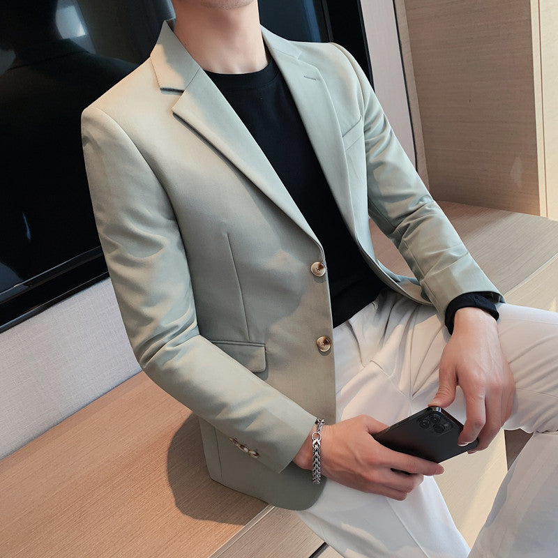 Mens Simple Sophisticated Casual Single-Breasted Two-Button Suit