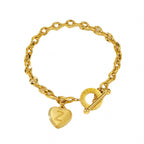 26-letter Gold Heart-clasp Titanium Bracelet A Versatile Personalized Stainless Steel Accessory