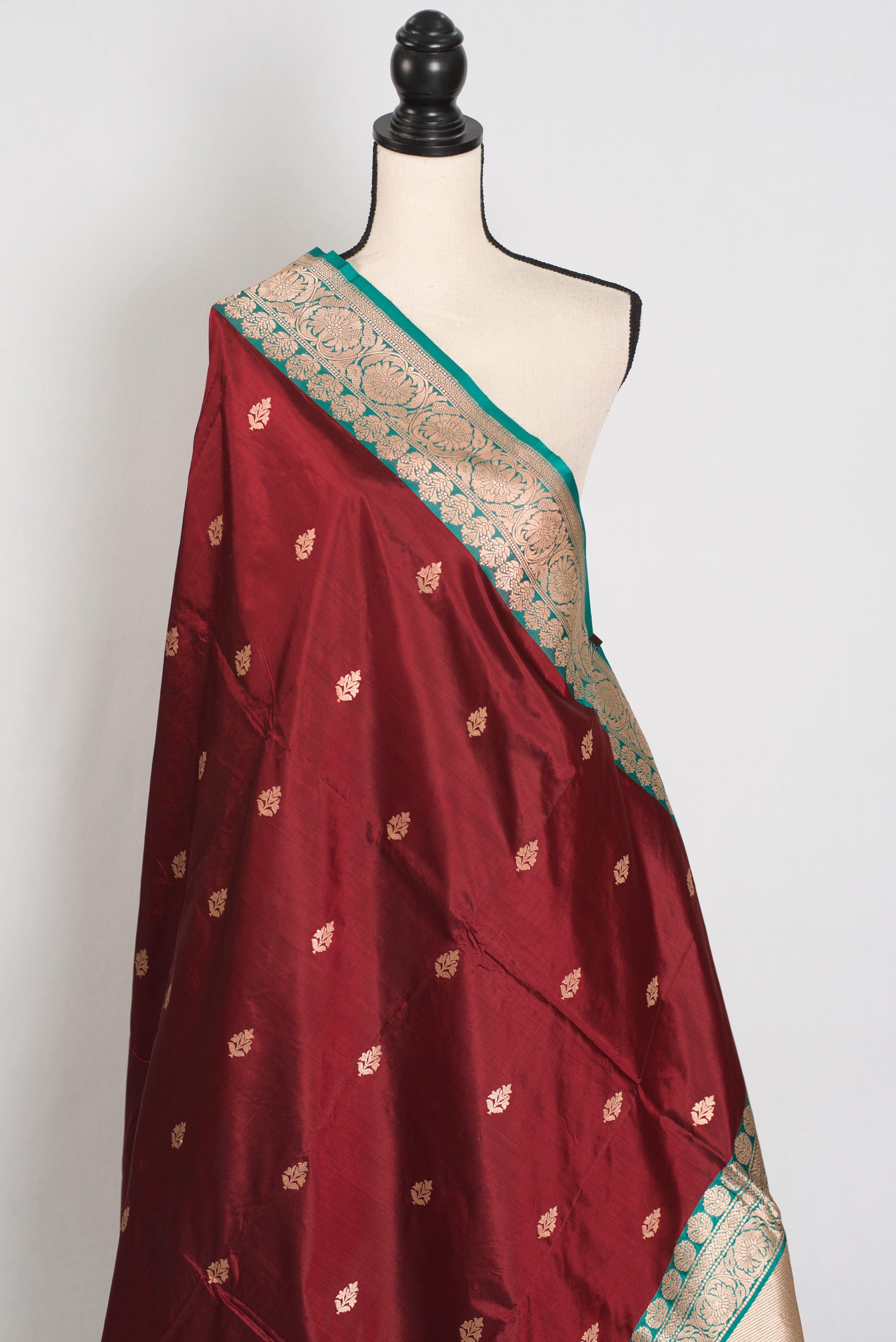 Kalpana | Brown Pure Katan Silk Banarasi Saree with 40 Size Stitched Blouse