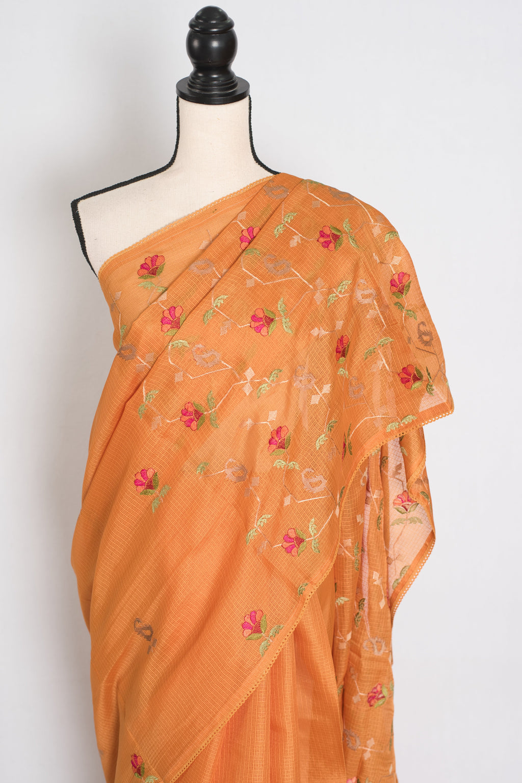 Bella | Sun-Kissed Yellow Kota Silk Saree | Soft, Flowy Floral Embroidery