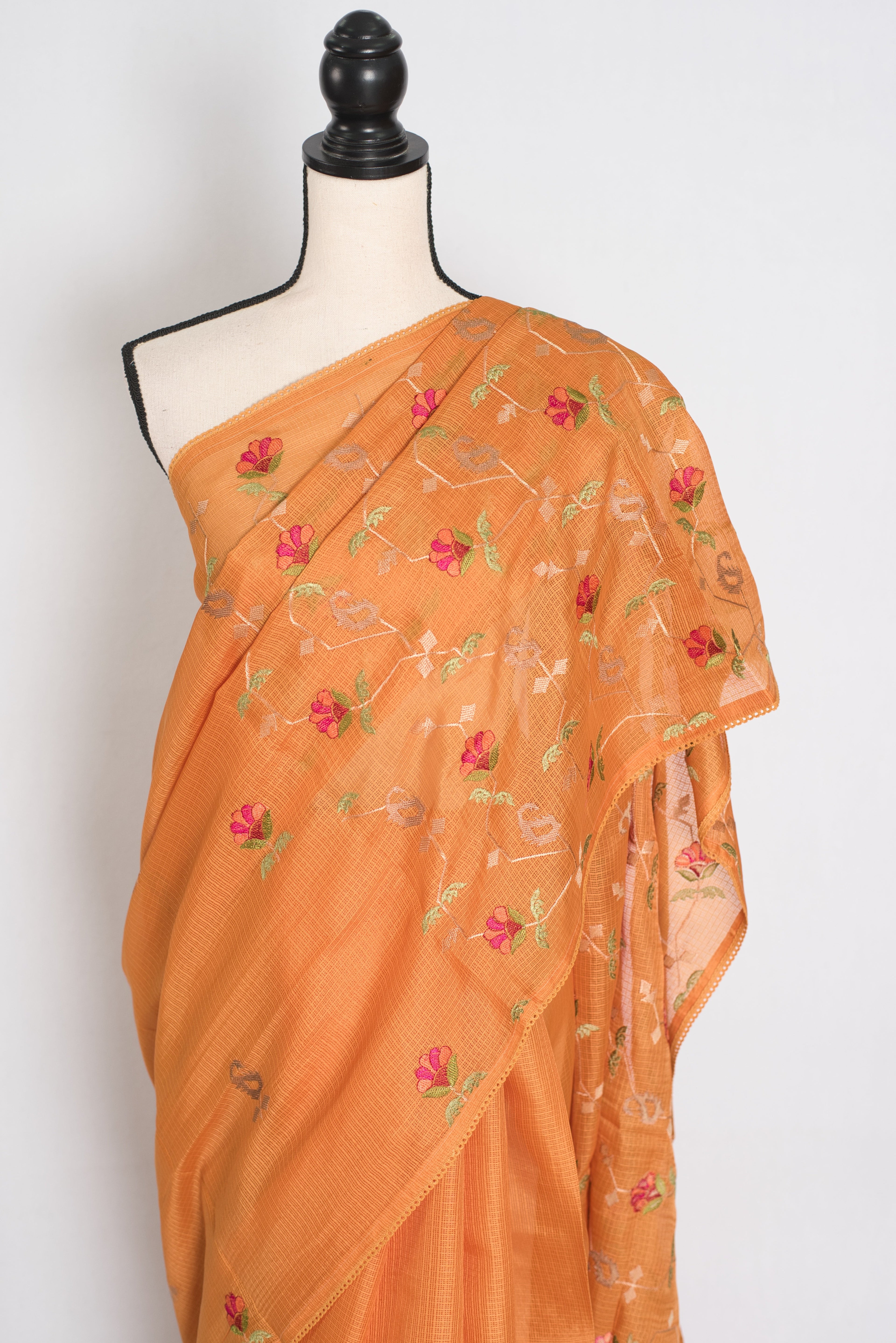 Bella | Sun-Kissed Yellow Kota Silk Saree | Soft, Flowy Floral Embroidery