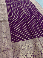 Trina : Wine and Gold Crepe Georgette Banarasi Saree