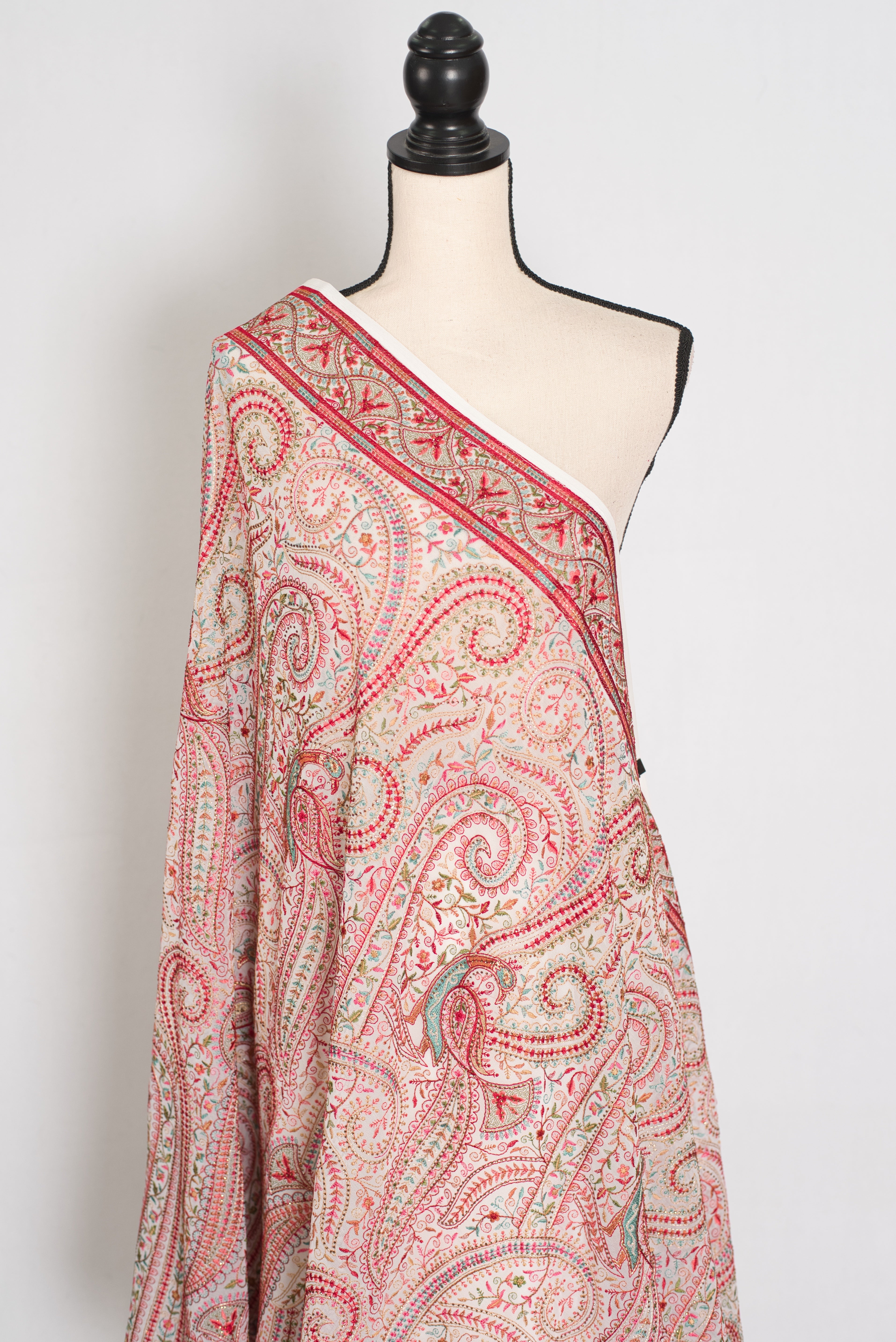 Koli | White and Red Georgette Saree | Lightweight Festive Partywear