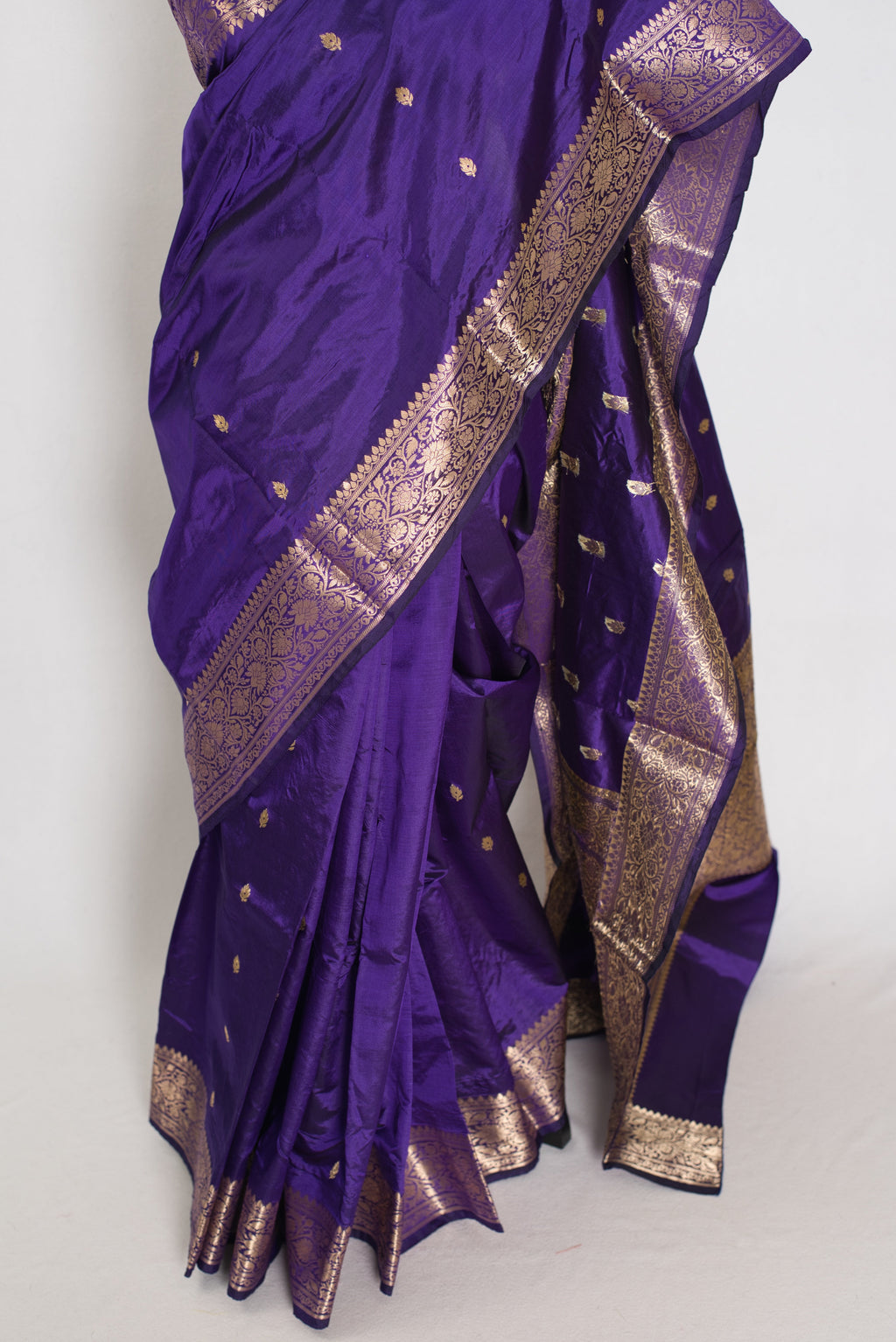 Mahua | Silk Mark Certified Pure Katan Banarasi Saree | Purple & Antique Gold