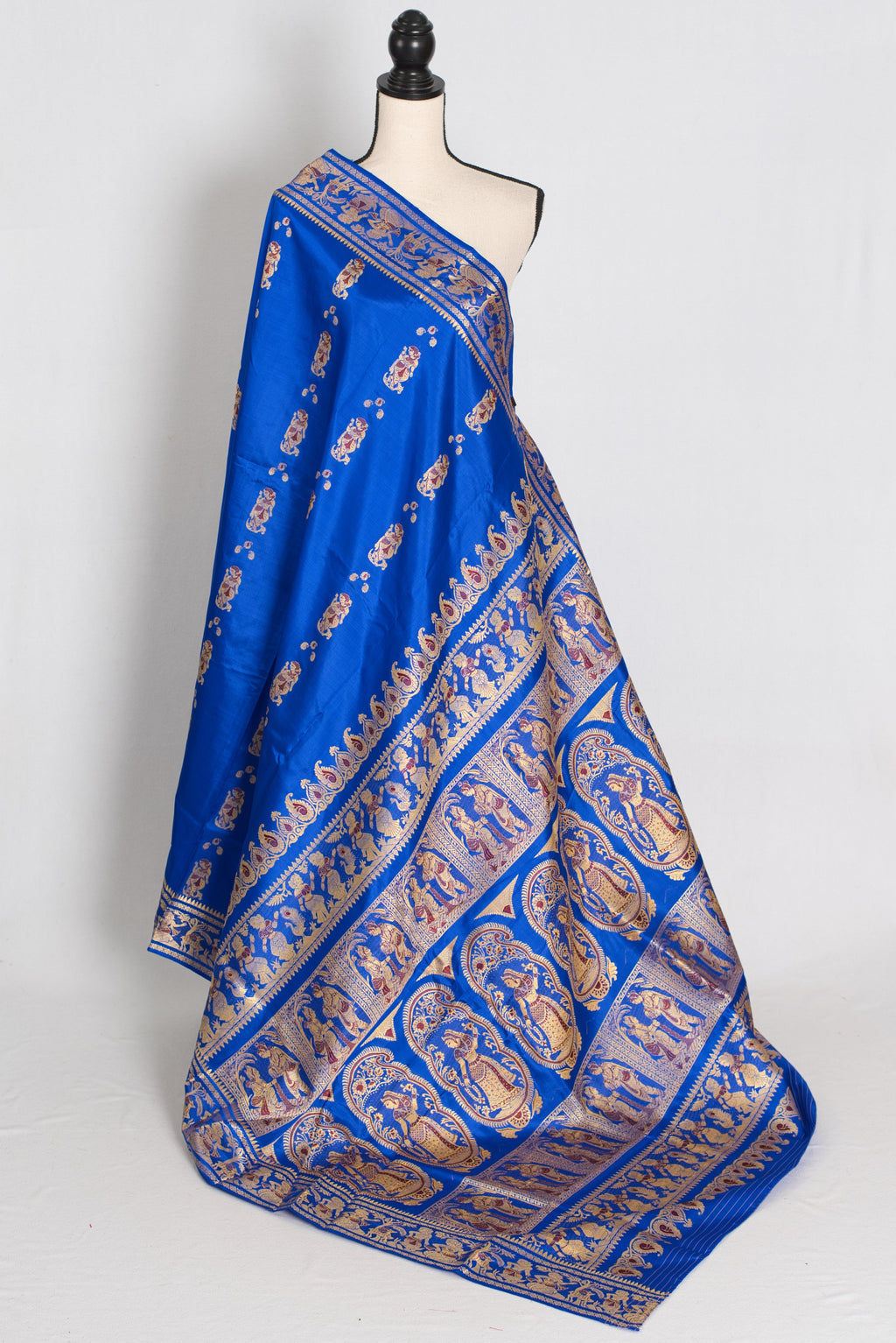 Nila | Royal Blue and Gold Handwoven Swarnachari Pure Silk Saree