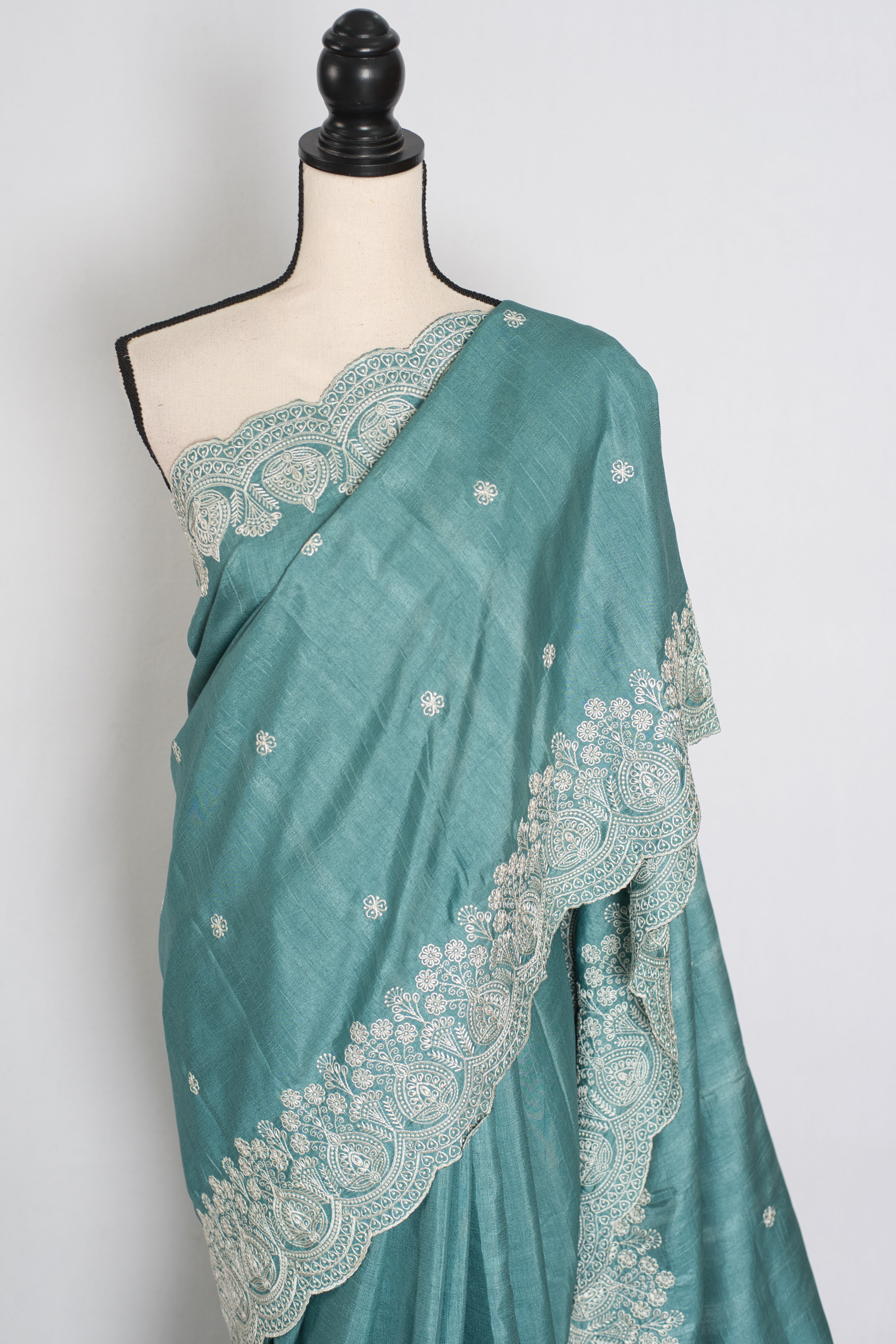 Mitul | Pastel Blue Semi Tussar Silk Saree | Lightweight & Budget-Friendly