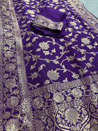 Liza : Purple and Gold Dola Silk Banarasi Saree