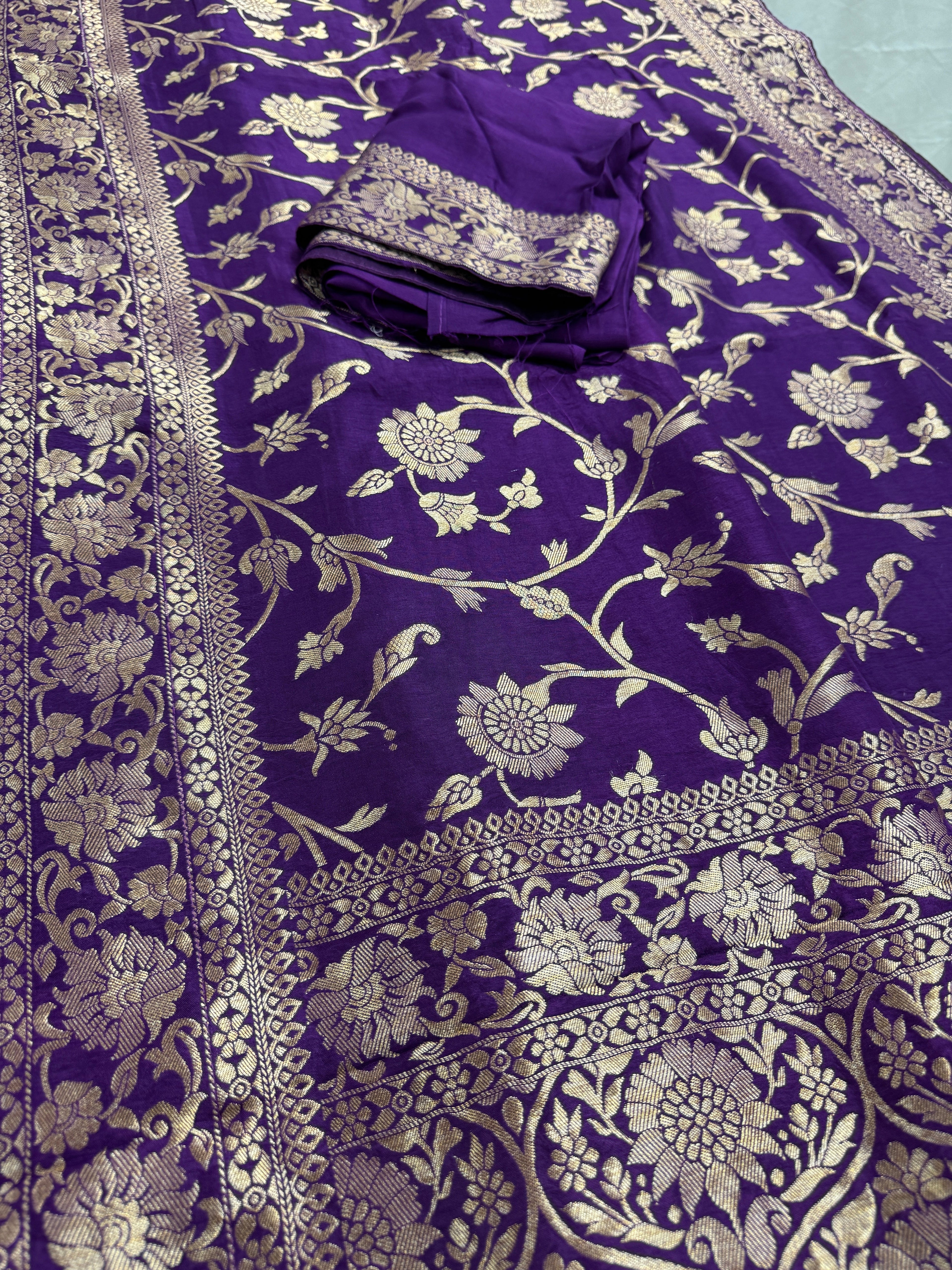 Liza : Purple and Gold Dola Silk Banarasi Saree