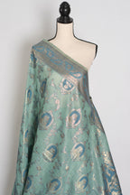Mira | Pastel Blue Blended Cotton Saree | Traditional Baluchari Motifs