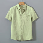 Mens Pure Linen Short Sleeve Shirt