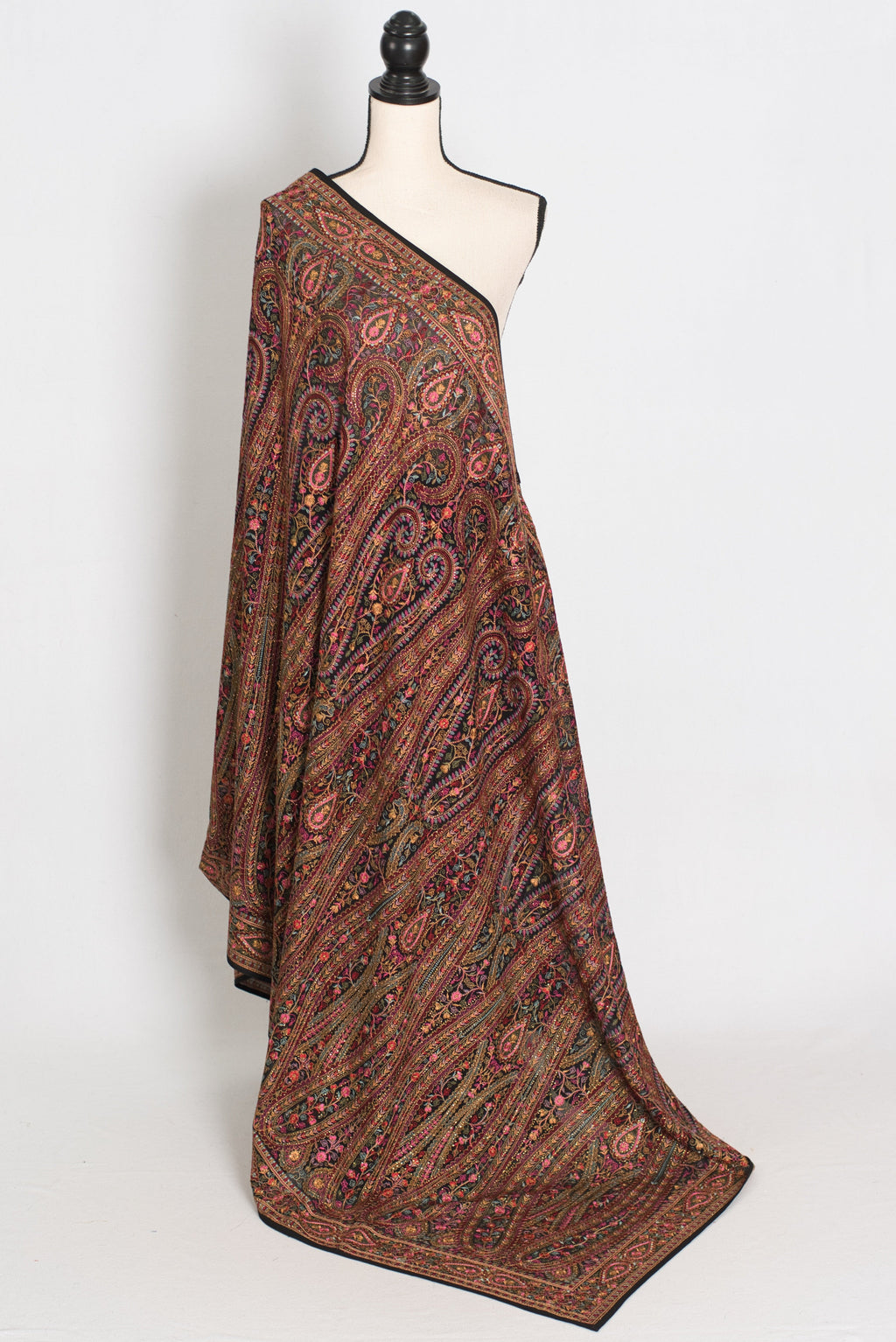 Pritha | Black Georgette Saree | All-Over Intricate Kashmiri Embroidery Jaal