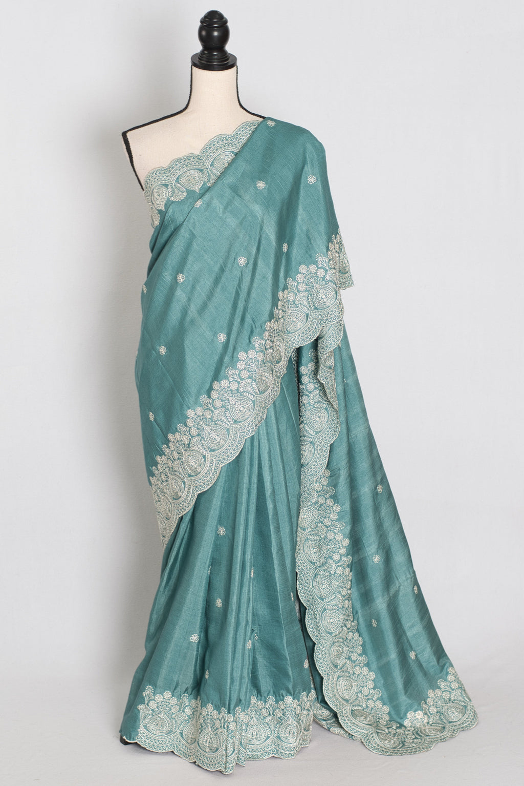 Mitul | Pastel Blue Semi Tussar Silk Saree | Lightweight & Budget-Friendly