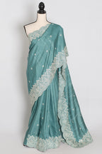 Mitul | Pastel Blue Semi Tussar Silk Saree | Lightweight & Budget-Friendly