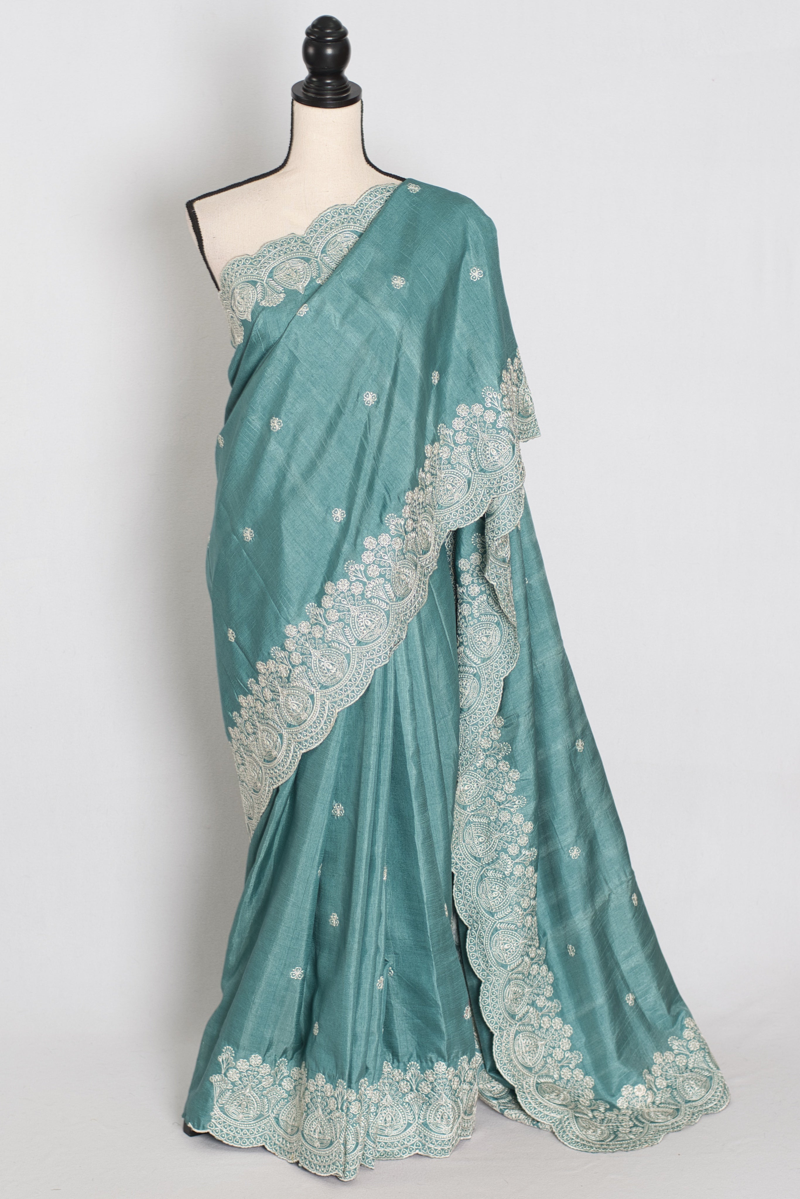 Mitul | Pastel Blue Semi Tussar Silk Saree | Lightweight & Budget-Friendly
