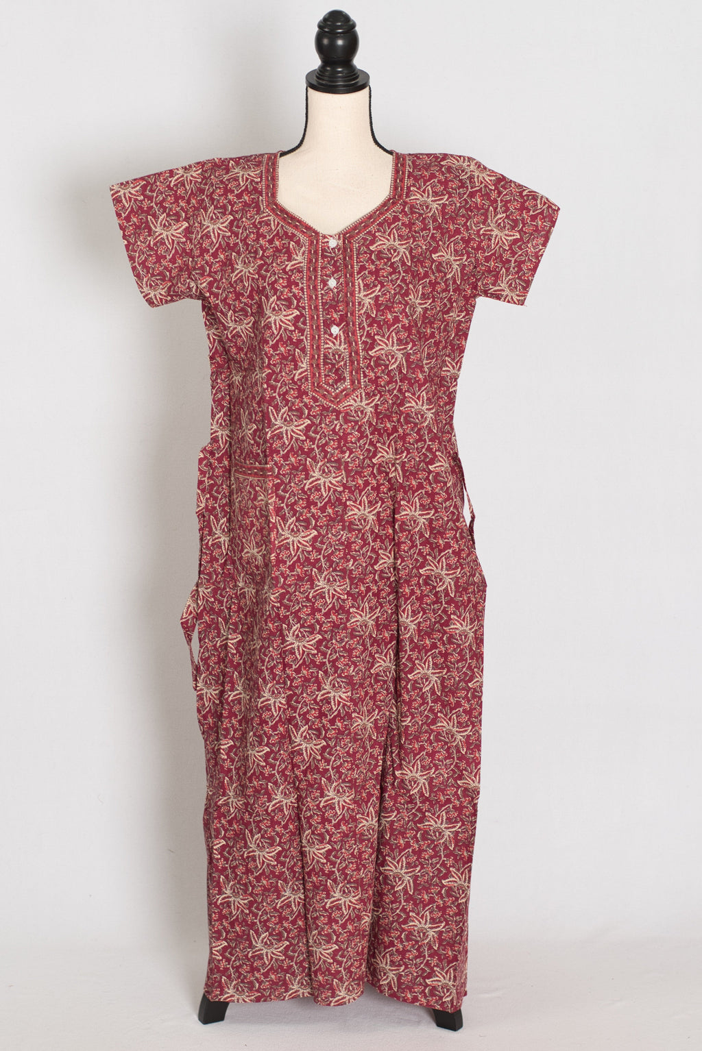 Pure Cotton Traditional Floral Block Print Nightgown