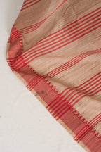 Dhriti : Beige & Red Machine Embroidery Kantha Saree | Traditional Bengali Look