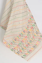Durga: Cement White Bengal Cotton Jamdani Saree with Blouse