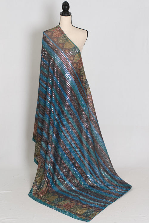Eva | Metallic Blue & Multi-Tone Sequin Saree | Perfect Cocktail Wear