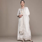 Indian Women's Punjabi Suit 3-Piece Set Cotton Floral Print Kurta Dupatta Ethnic Salwar Kameez for Wedding Diwali Daily Wear