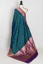 Mayuri | Peacock Green & Purple Pure Banarasi Silk Saree | Silk Mark Certified