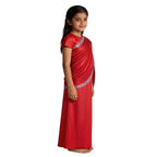 Girls Red Indian Ethnic Sequin Gown Kids Traditional Saree Dress Children Diwali Wedding Carnival Stage Performance Costume