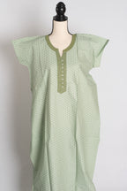 Printed Green Pure Cotton Indian Women Nighty in Regular Size