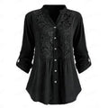 Women's Solid Color Casual Loose V-neck Shirt