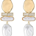 Statement Pearl Dangle Earrings, Gold and Large Pearl