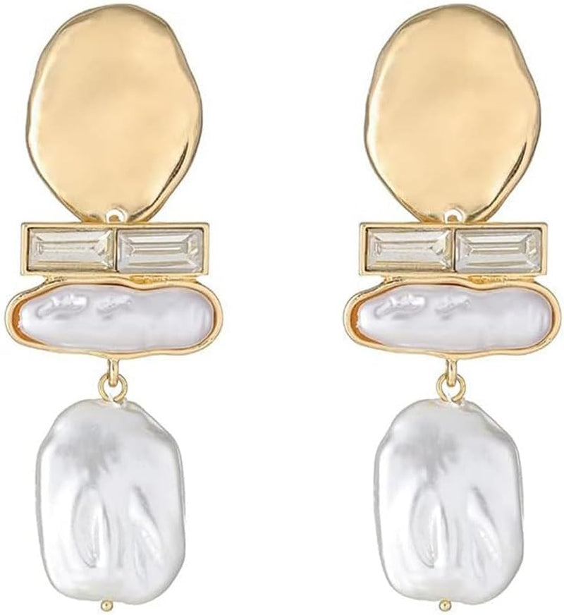 Statement Pearl Dangle Earrings, Gold and Large Pearl