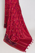 Stuti | Dark Rose Pink Dola Silk Banarasi Saree | Contrast Purple Floral Printed
