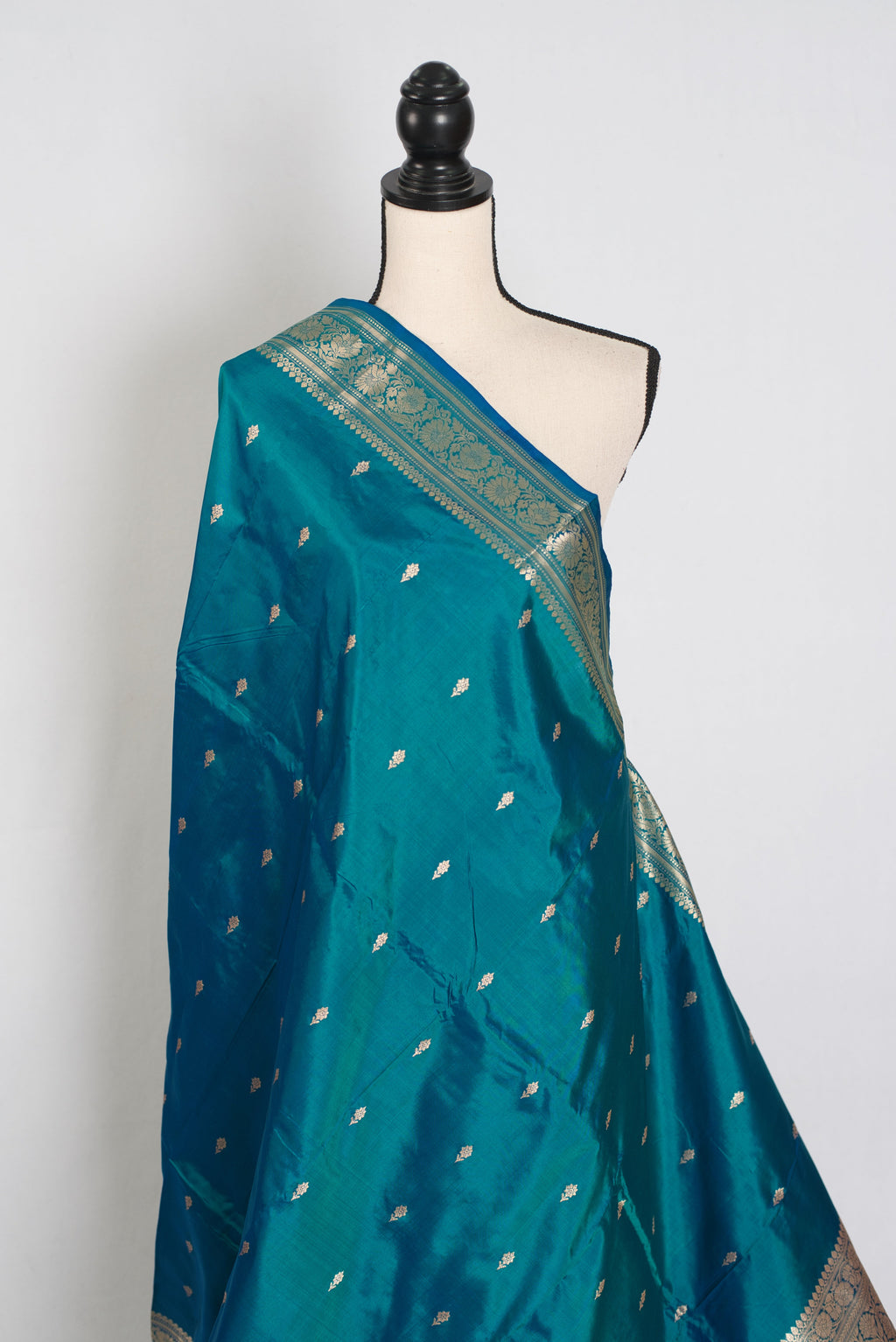 Gauri | Peacock Green & Gold Katan Silk Banarasi Saree | Silk Mark Certified