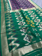 Sabina | Royal Purple & Emerald Green Art Silk Pochampally Saree