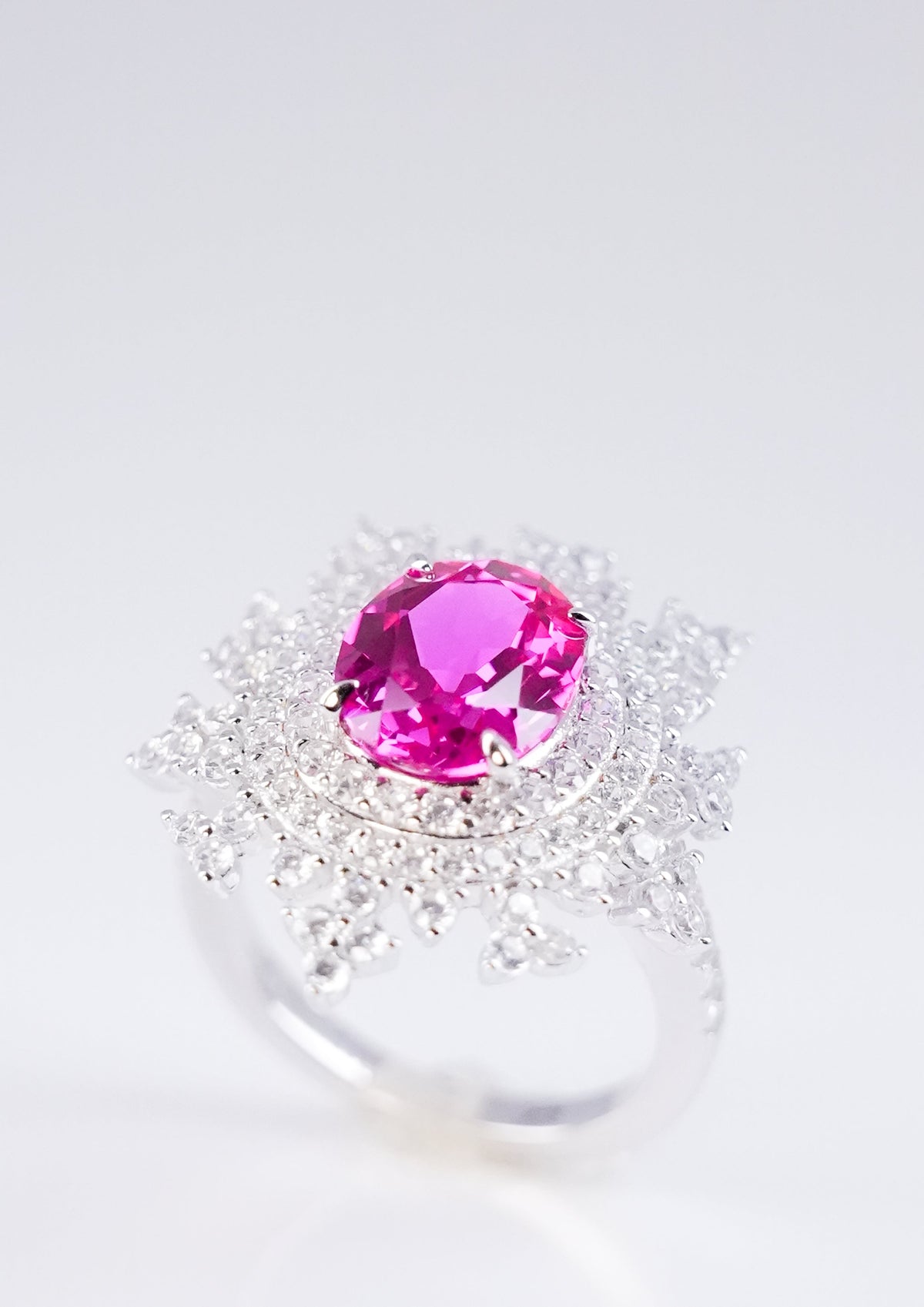 Exquisite Pink Sapphire Ring - Pink Snowflake