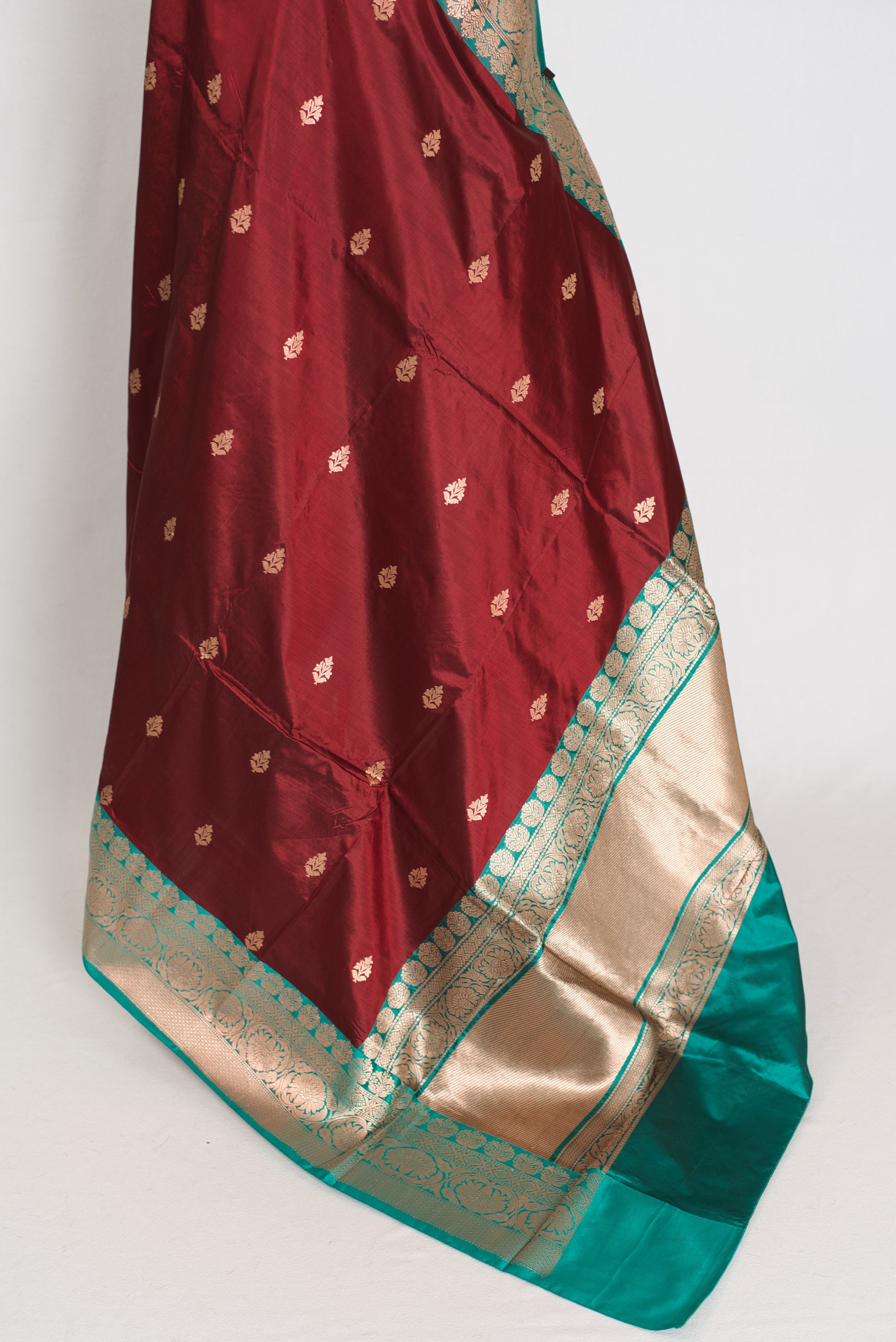 Kalpana | Brown Pure Katan Silk Banarasi Saree with 40 Size Stitched Blouse
