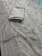 Ruma | Pastel Brown Georgette Partywear Saree | Trending Bollywood Design