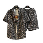 Men'ssummer Tropicalprinted Short Sleeved Shirt and Shorts Setcasual and Fashionablesuitable for Beach Vacationsand Dailyoutings